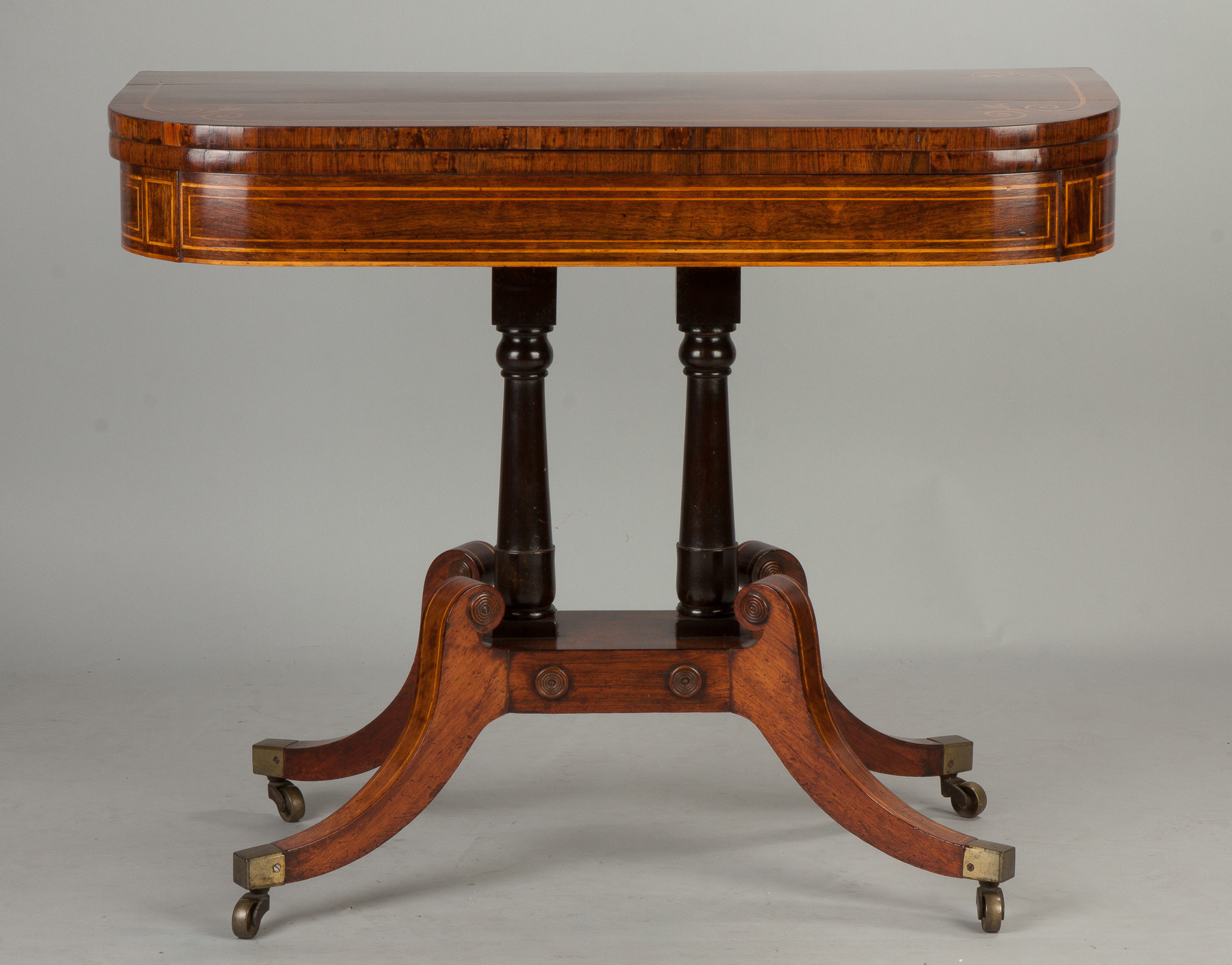 Appraisal: Pair of Regency Rosewood Inlaid Card Tables Early th century