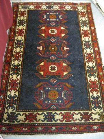 Appraisal: Afganistan Handmade Tribal Rug geometrics on indigio field ' x