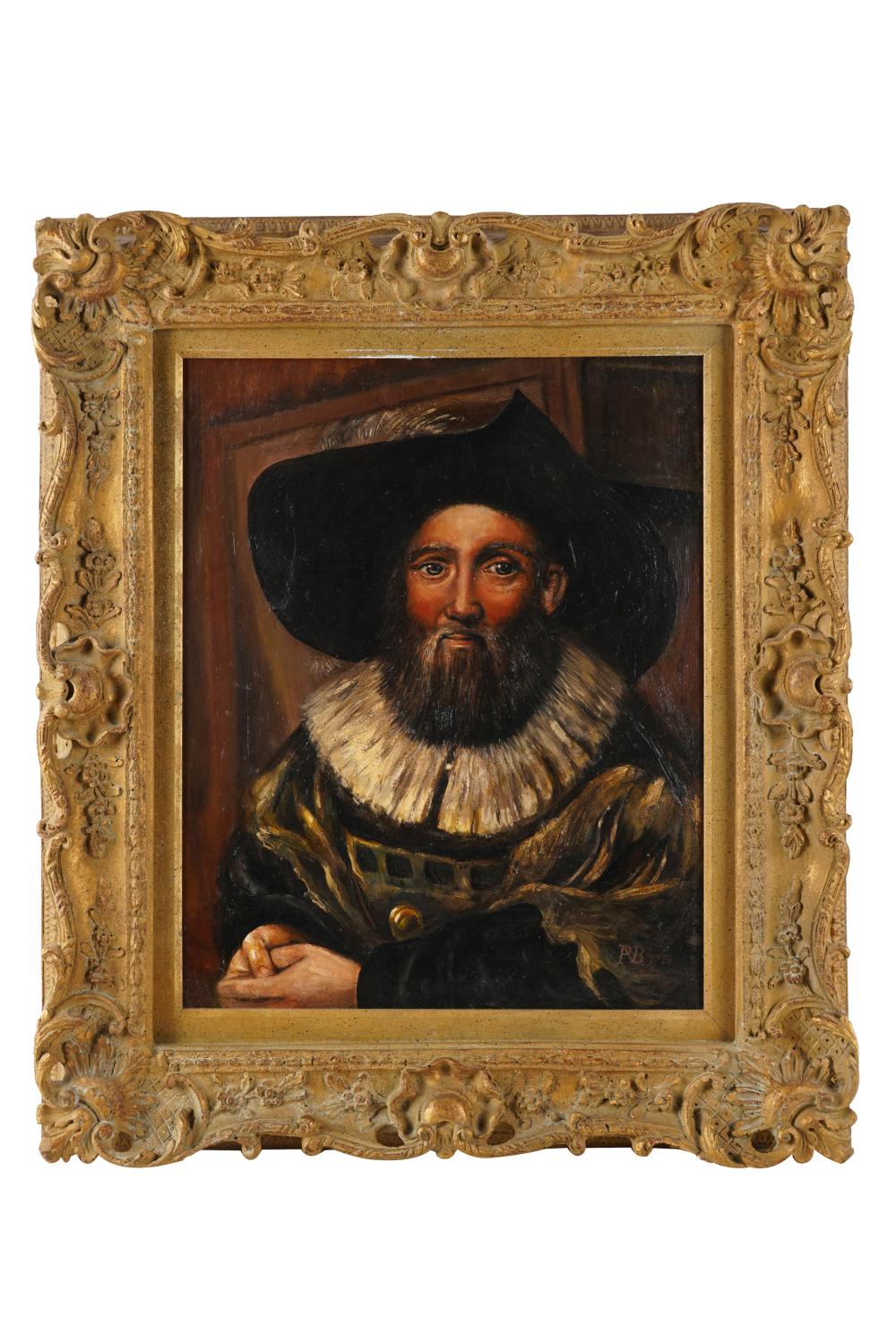 Appraisal: PORTRAIT OF A BEARDED MANoil on canvas relined initialed and