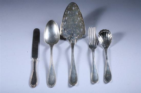 Appraisal: -PIECE ASSEMBLED AMERICAN COIN SILVER BEADED-EDGE FLATWARE SERVICE th century