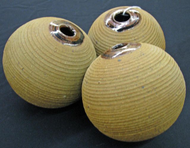 Appraisal: Karl Martz Conjoined Three Pot Pottery Sculpture triangularly assembled unglazed