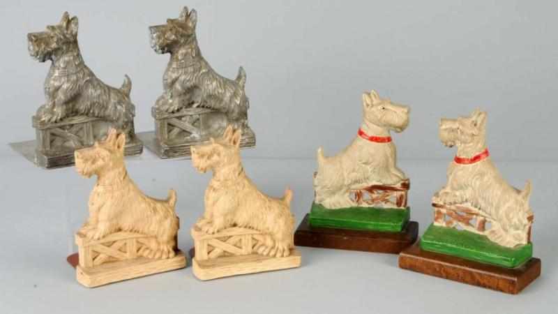 Appraisal: Lot of Pairs of Scottie Bookends Description Aluminum Scotties by