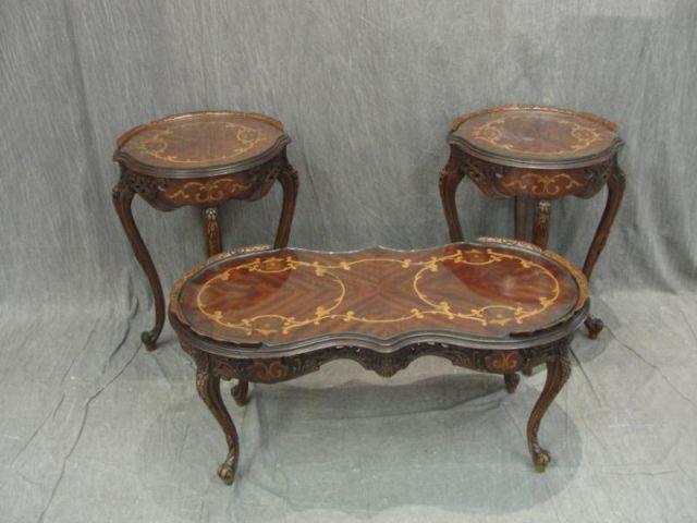 Appraisal: Piece Inlaid Coffee Set Pair of end tables and a