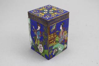 Appraisal: Chinese Cloisonne Container Signed Chinese Cloisonne Container blue ground Signed