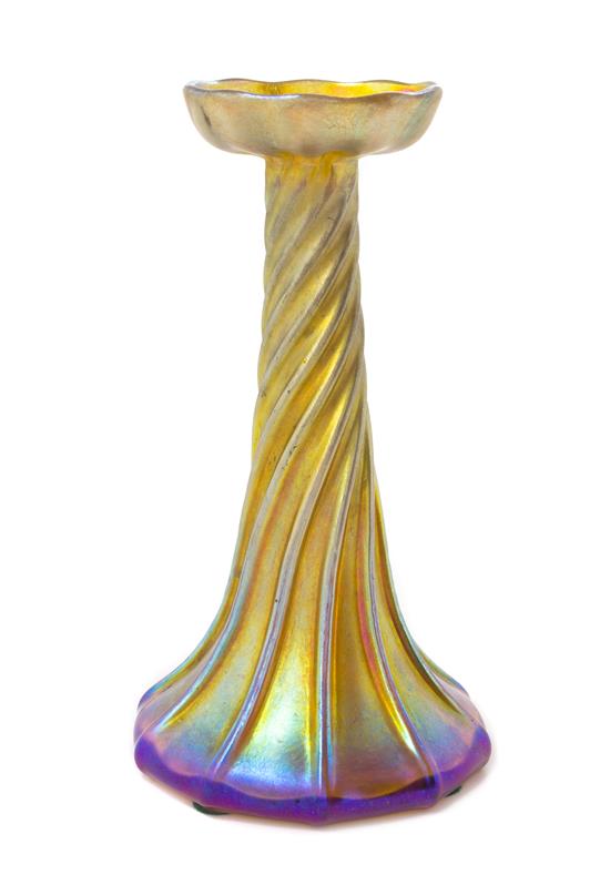 Appraisal: Sale Lot A Tiffany Studios Gold Favrile Glass Candlestick of