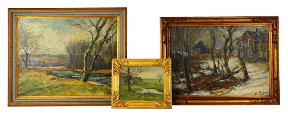 Appraisal: Three paintings attributed to Ernest Meyer American - oil on