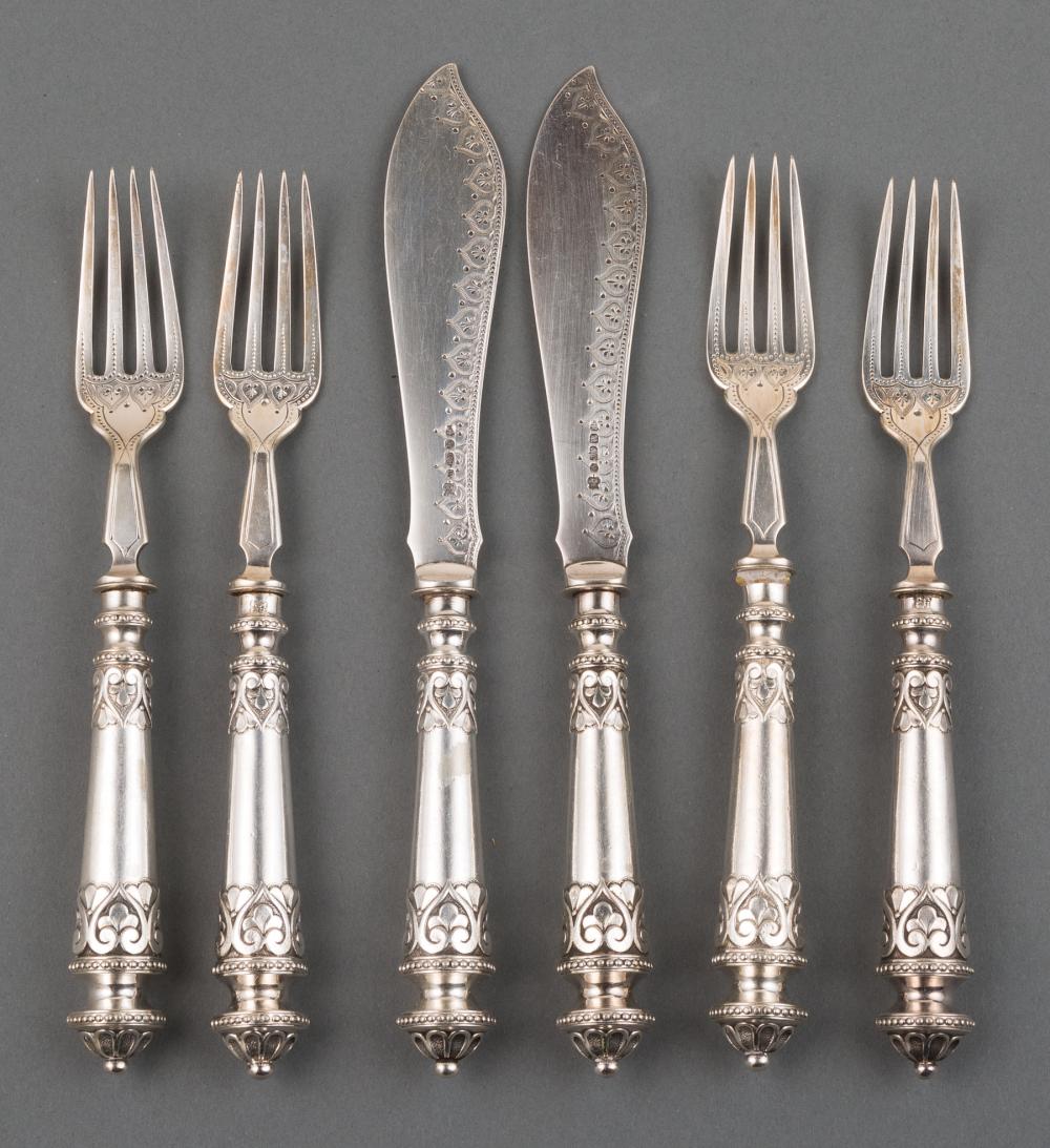 Appraisal: Antique English Silverplate Fish Set for Eighteen hollow handles fitted