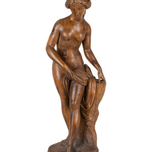 Appraisal: A Classically Inspired Carved Wooden Sculpture of a Standing Nude