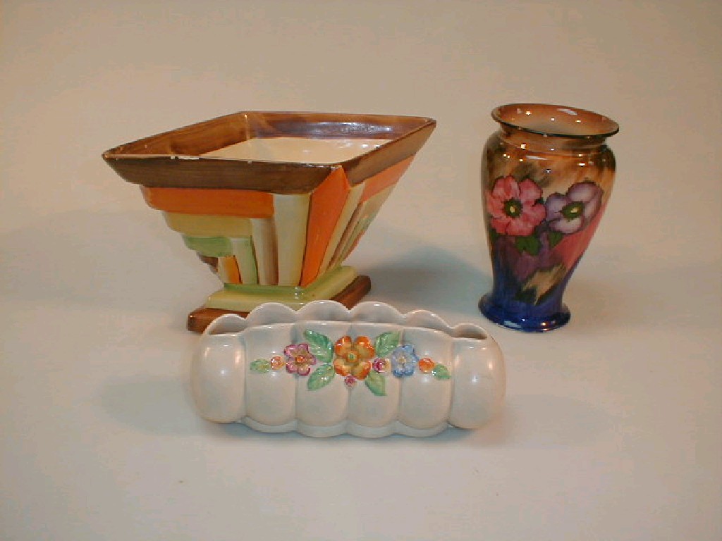 Appraisal: A Clarice Cliff Newport Pottery posy vase of moulded oblong