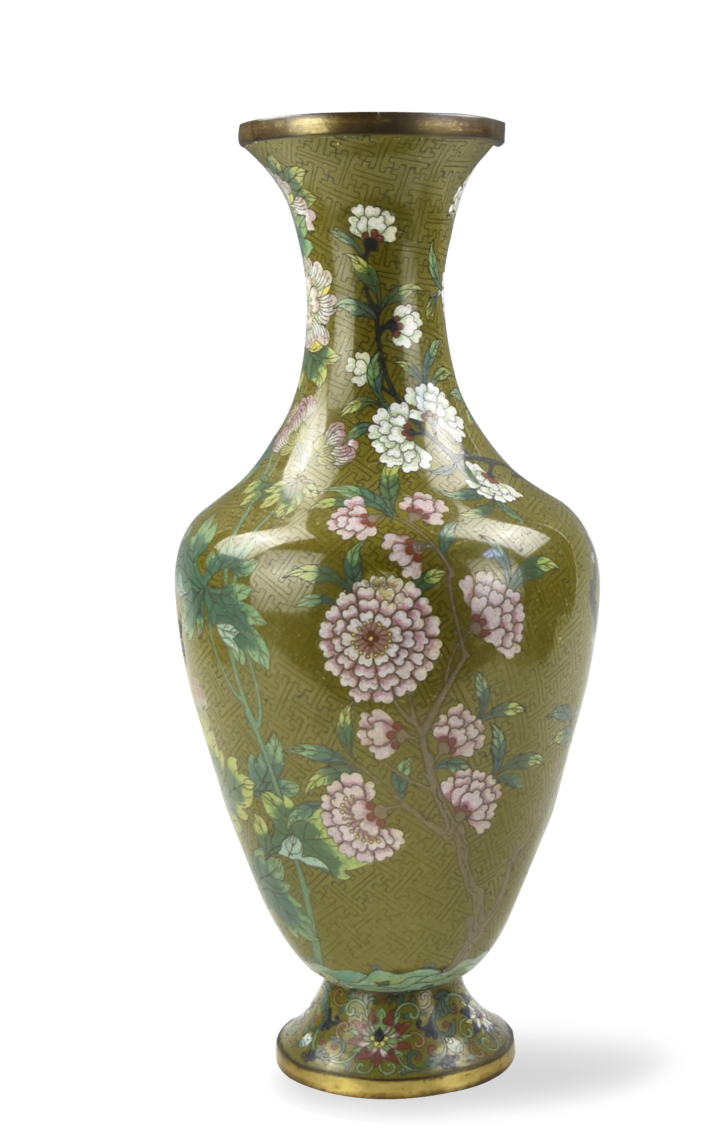 Appraisal: Chinese Republic period cloisonne vase decorated with pink and white