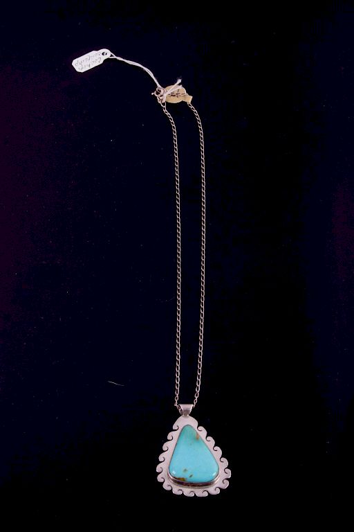 Appraisal: Signed Navajo Sterling Silver Turquoise Necklace For your consideration is