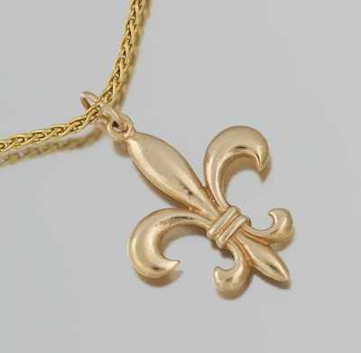 Appraisal: A Ladies' Chain Necklace with Fleur-de-Lys Pendant k yellow gold