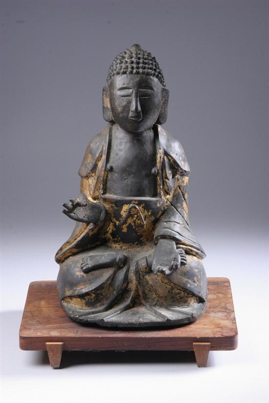 Appraisal: KOREAN GILT BRONZE FIGURE OF BUDDHA Seated in Dhyanasana -