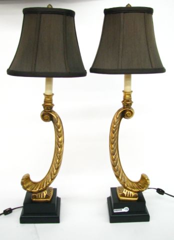 Appraisal: Pair of decorator table lamps icanthus leaf motif with candlestick