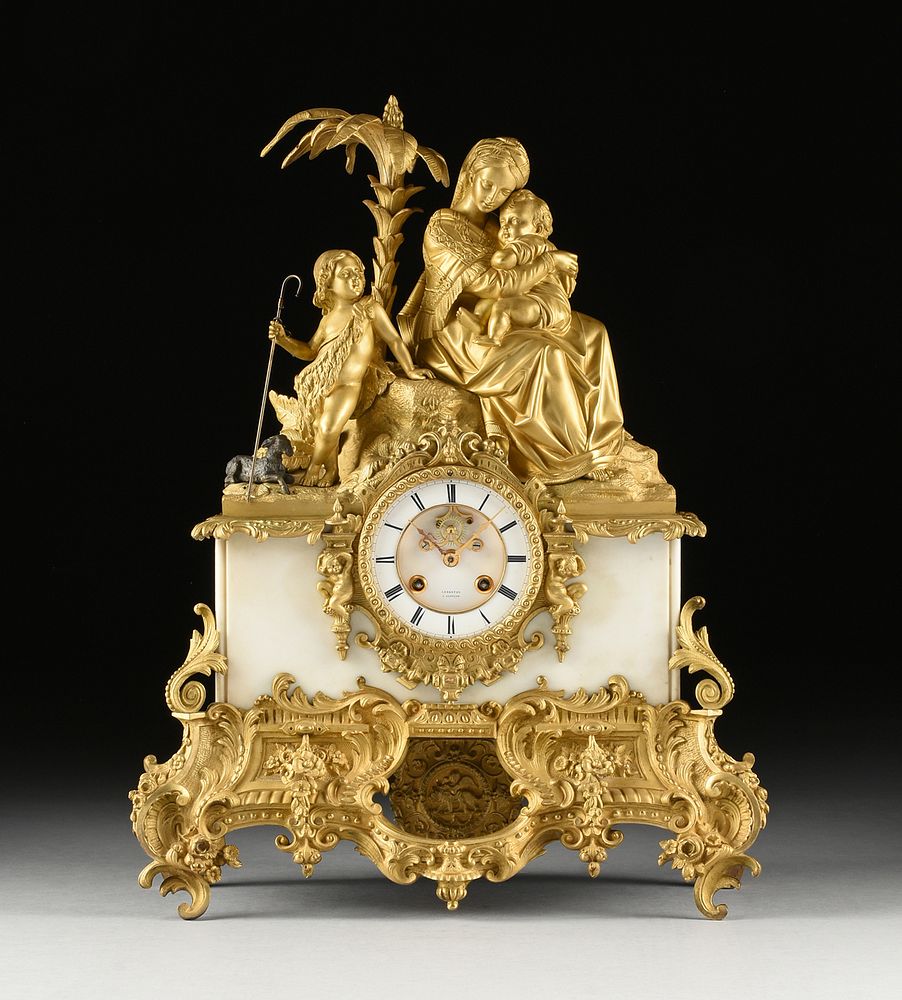 Appraisal: A NAPOLEON III ORMOLU AND MARBLE MADONNA DELLA SEDIA MANTLE