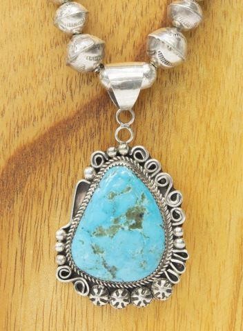 Appraisal: Native American sterling silver necklace hallmarked LN Leslie Nez Navajo