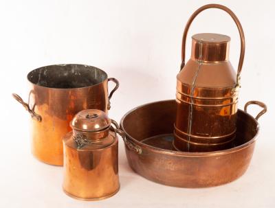 Appraisal: A two-handled copper preserving pan cm diameter a copper stock