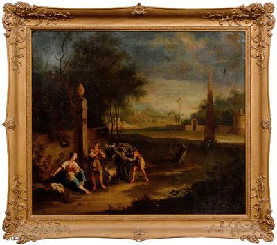 Appraisal: Italian Old Master painting shepherds in an Italianate landscape unsigned