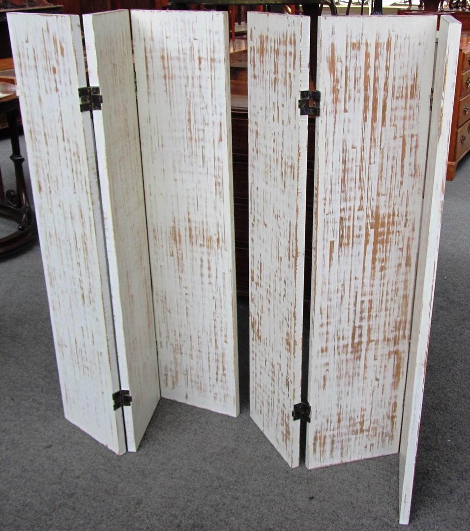 Appraisal: David Collins studio a pair of painted wooden three fold