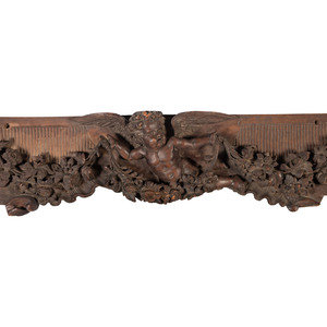 Appraisal: A Louis XV Style Cherub Carved Walnut Pediment th Century