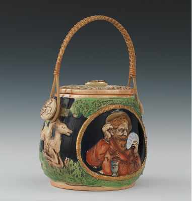 Appraisal: A Majolica Biscuit Barrel With impressed mark KW under a