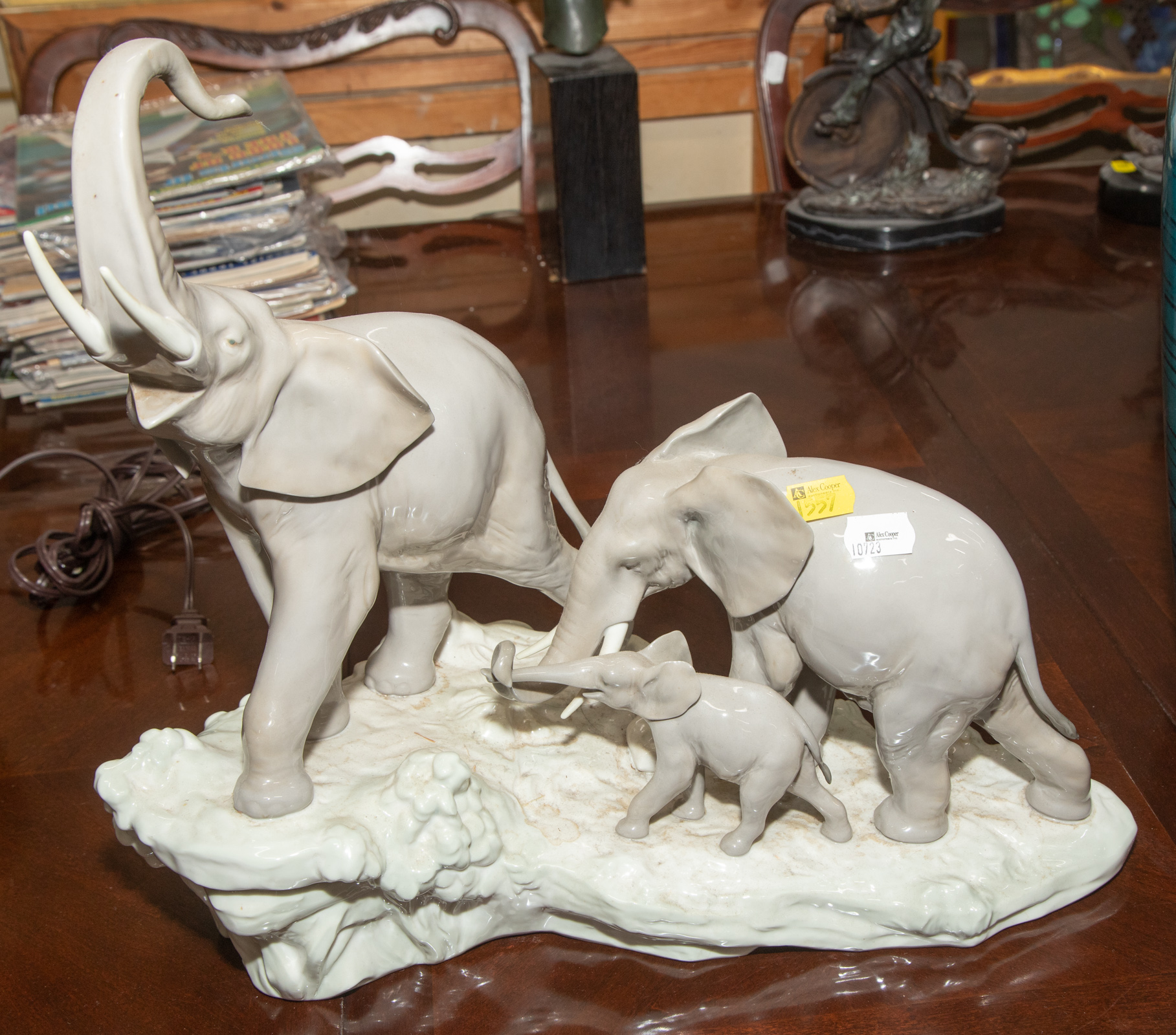 Appraisal: LARGE LLADRO PORCELAIN ELEPHANT GROUP in H in L