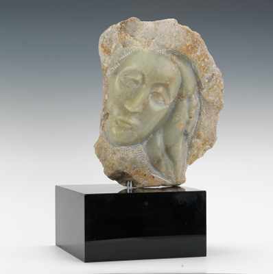 Appraisal: American Contemporary Face Carved and partially polished marble signed Ross