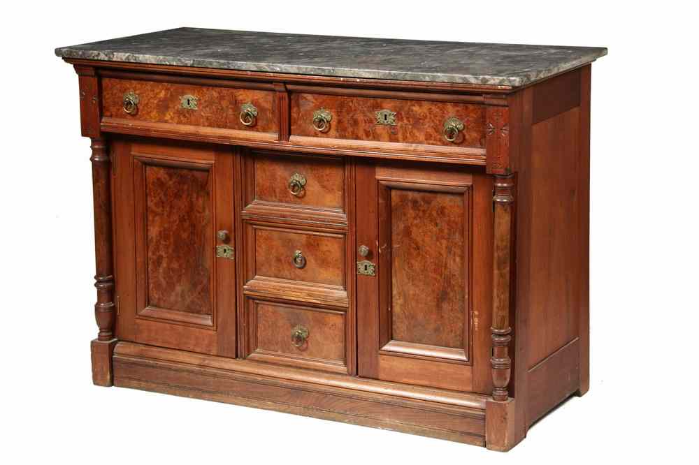 Appraisal: MARBLETOP SIDEBOARD - American Aesthetic Period Sideboard with red veined