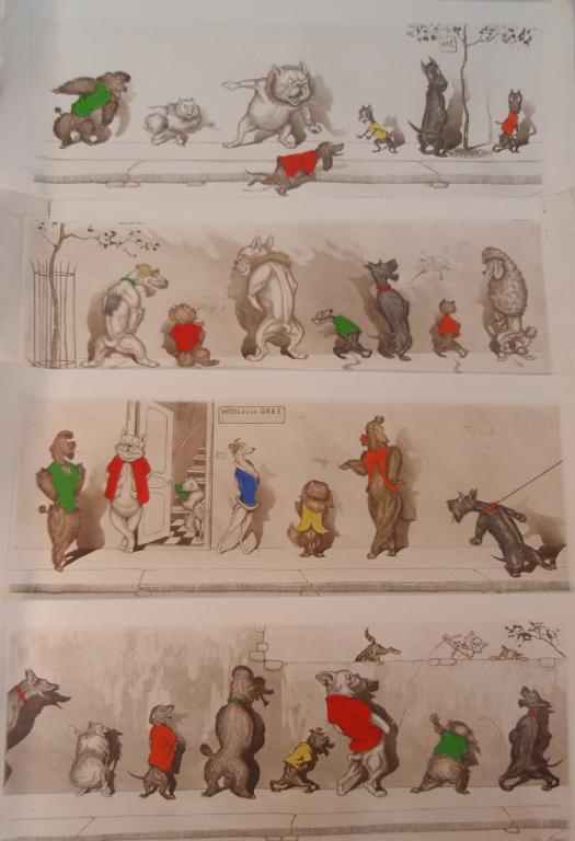 Appraisal: Nine Eauforte original coloured engravings of humorous canine scenes each