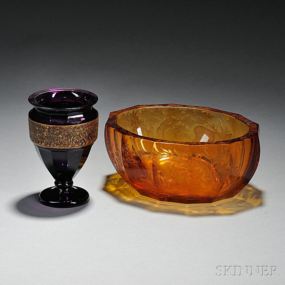 Appraisal: Two Pieces of Moser Glass Bohemia th century each with