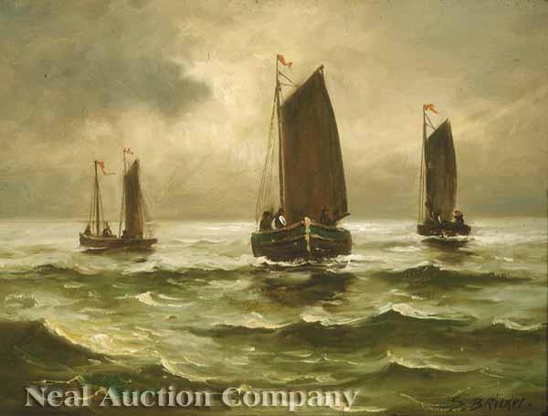 Appraisal: S Bricker Dutch late th early th c Fishing Boats