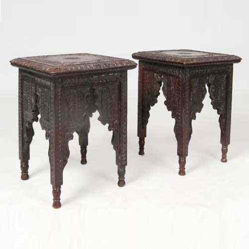 Appraisal: A Pair of Small Indian Rosewood Square Side Tables circa