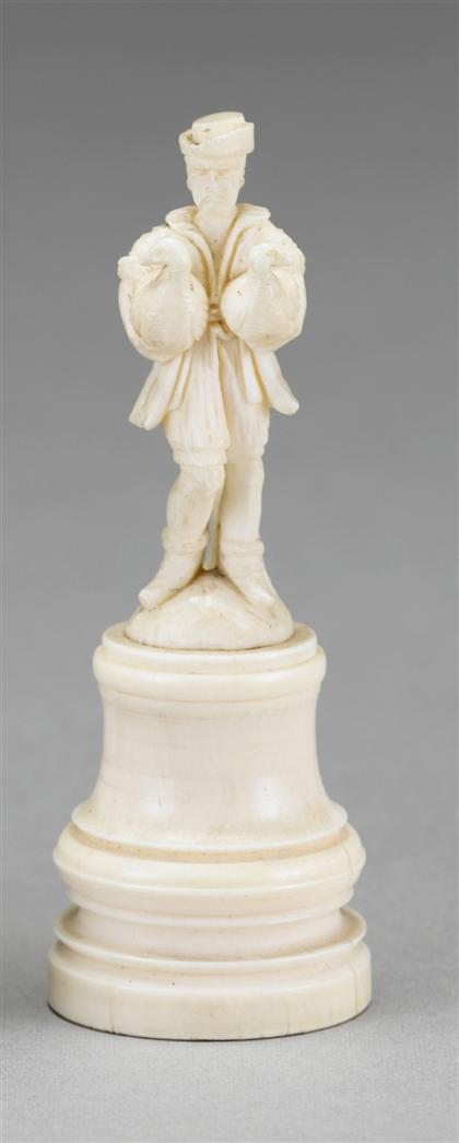 Appraisal: Small Continental ivory figure late th century Depicting a man