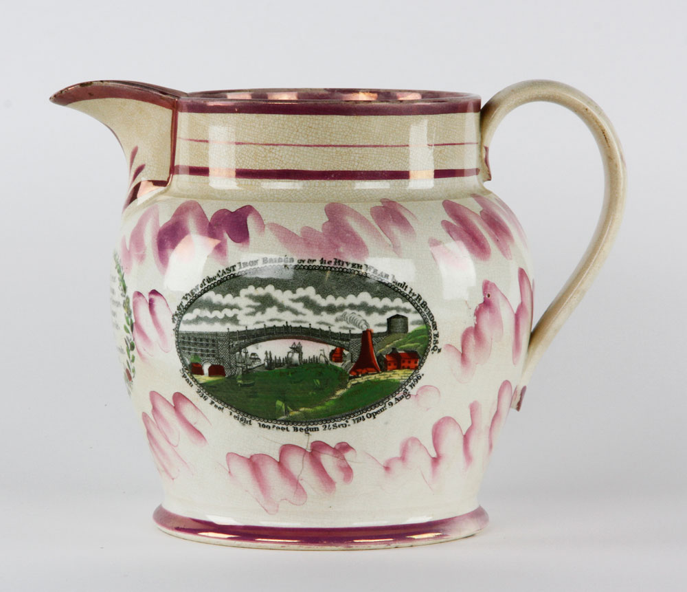 Appraisal: - th C Pink Luster Sunderland Jug Early th century