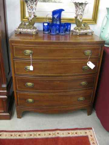 Appraisal: Pair of Mahogany Bachelors Chests string inlay four drawer signed