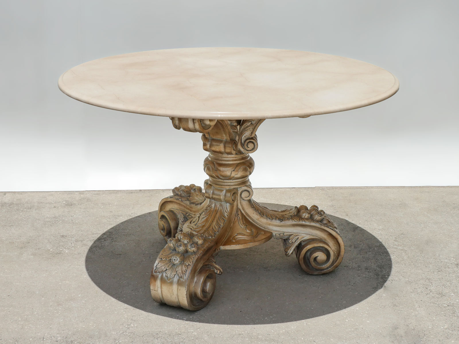 Appraisal: MAITLAND SMITH MARBLE TOP TABLE Maitland Smith beveled marble top