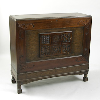 Appraisal: An Antique Flemish Style Oak Print Storage Display Cabinet An