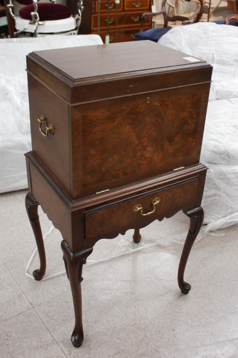 Appraisal: QUEEN ANNE STYLE FLATWARE CHEST ON STAND American Masterpiece Collection