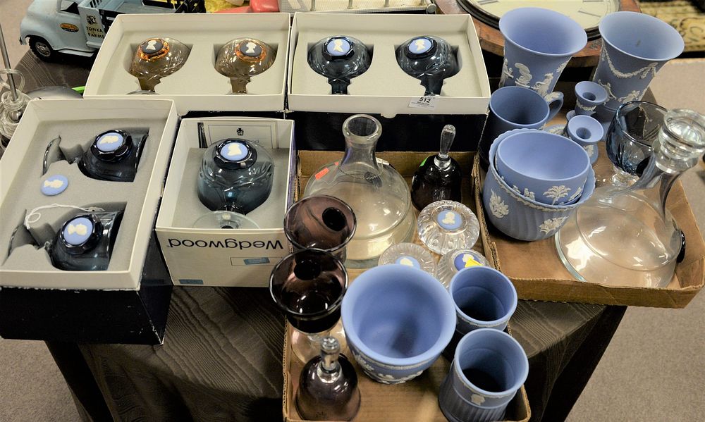 Appraisal: Group Lot of Wedgwood to include glass decanters with medallions