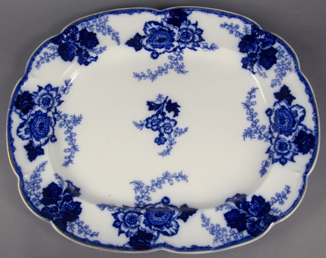 Appraisal: Flow Blue Messina Ironstone Platter th century English With gilt