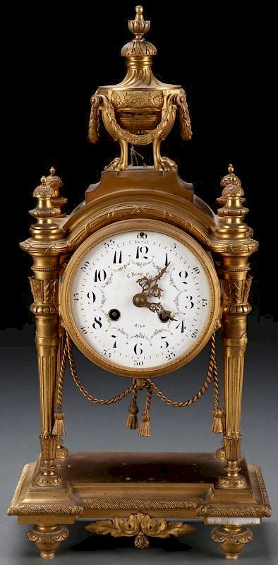 Appraisal: A FRENCH LOUIS XVI STYLE GILT BRONZE MANTLE CLOCK A