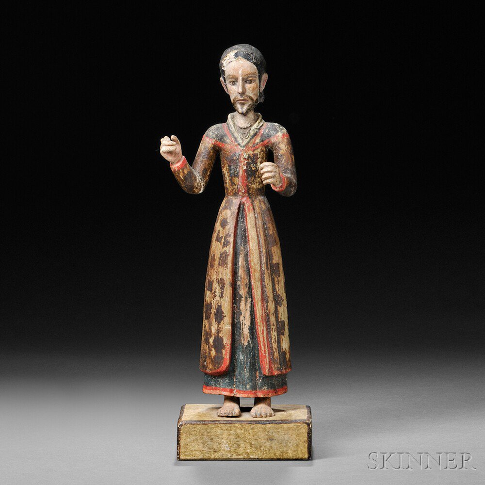 Appraisal: Polychrome Carved Wood Bulto by Jose Rafael Aragon c -