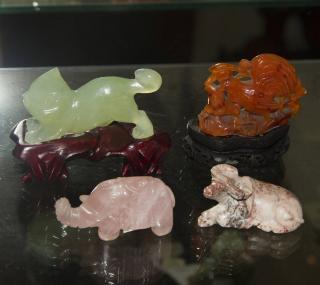 Appraisal: Asian Carved Animals Jade Soapstone and Rose Quartz