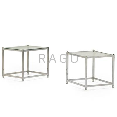 Appraisal: JOHN VESEY Pair of side tables V- USA Polished aluminum