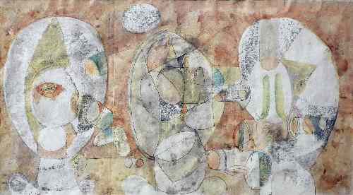 Appraisal: Avinash Chandra - - Watercolour - ''Philosophers'' - Abstract with