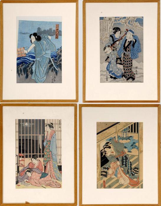 Appraisal: Three th Century Japanese Woodblock Prints Yoshichika Utagawa Kuyasu and