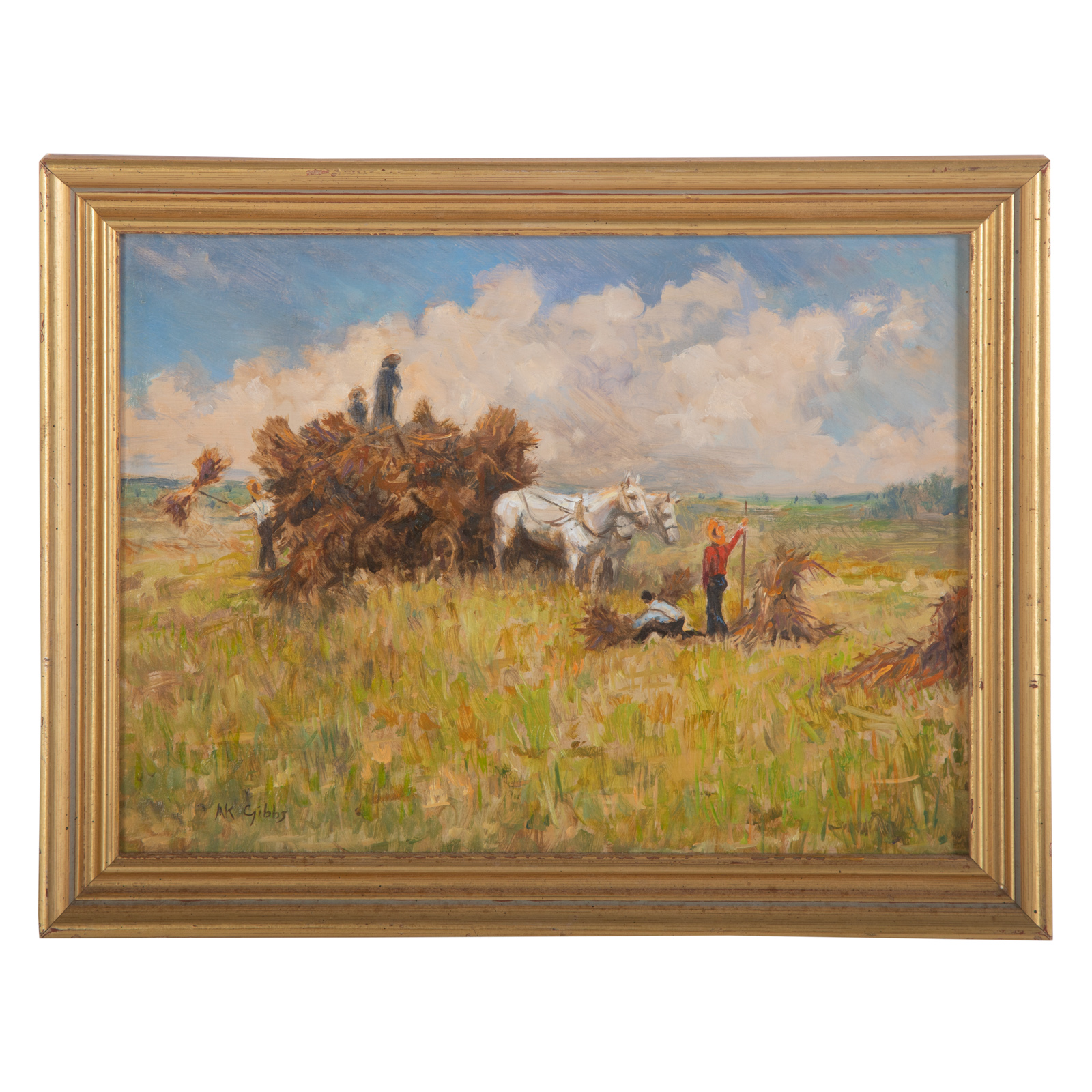 Appraisal: NATHANIEL K GIBBS HAYSTACKS OIL ON PANEL American - Oil