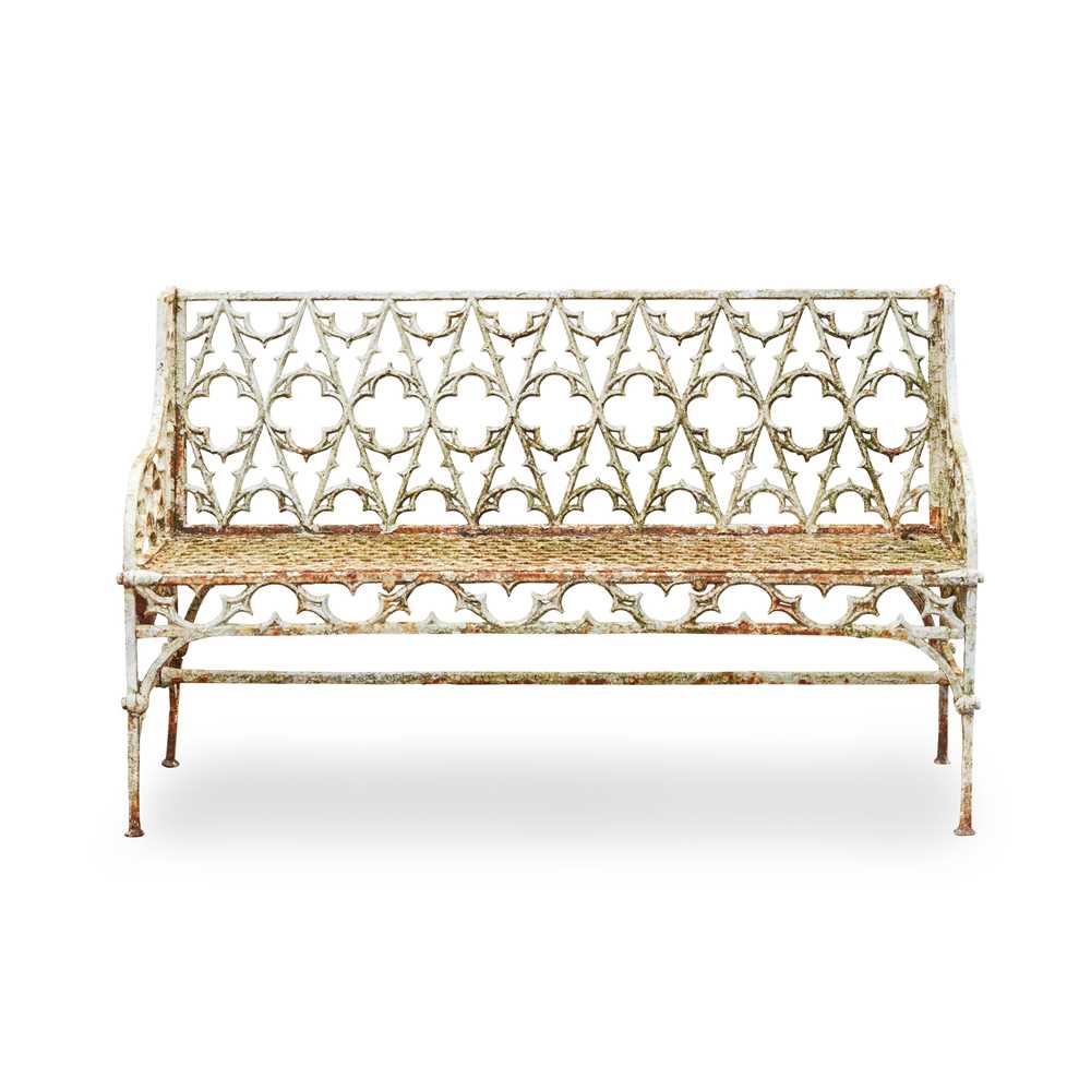 Appraisal: FRENCH GOTHIC REVIVAL CAST-IRON GARDEN BENCH AFTER A DESIGN BY