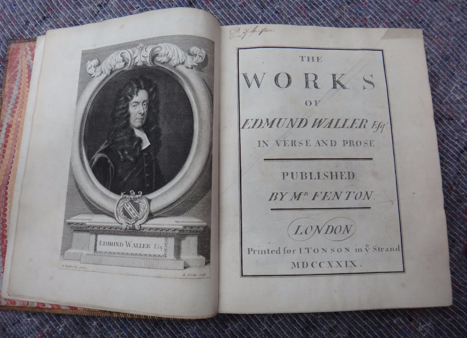 Appraisal: WALLER E The Works of Edmund Waller Esqr in Verse