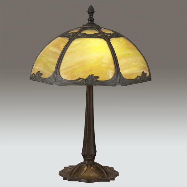 Appraisal: BRADLEY HUBBARD Table lamp its pierced shade with a poppy